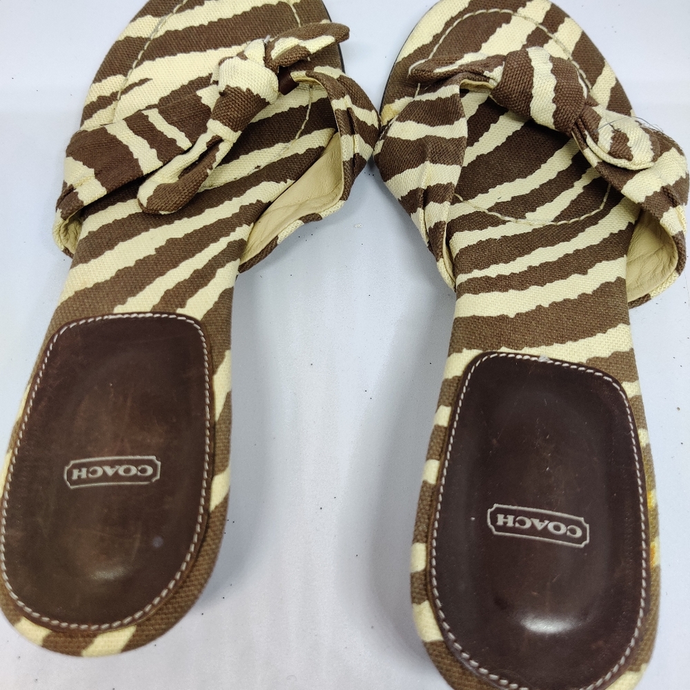 Coach brown & tan canvas sandals 7.5 M